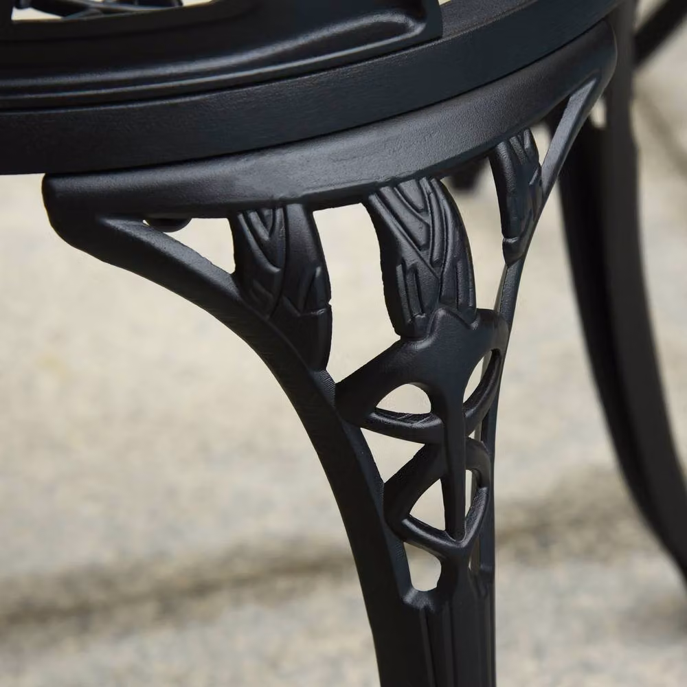 OUTSUNNY 3 Piece Aluminium Bistro Set in Matt Black – 6
