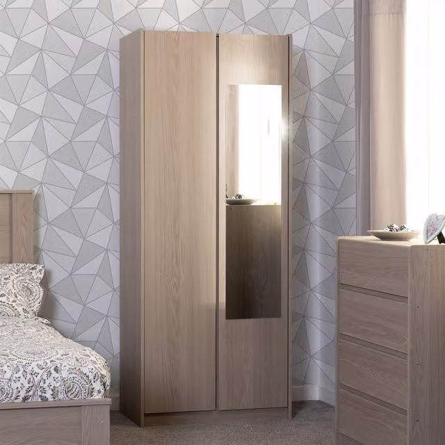 Seconique Paris 2 Door Mirrored Wardrobe in Ash Brown