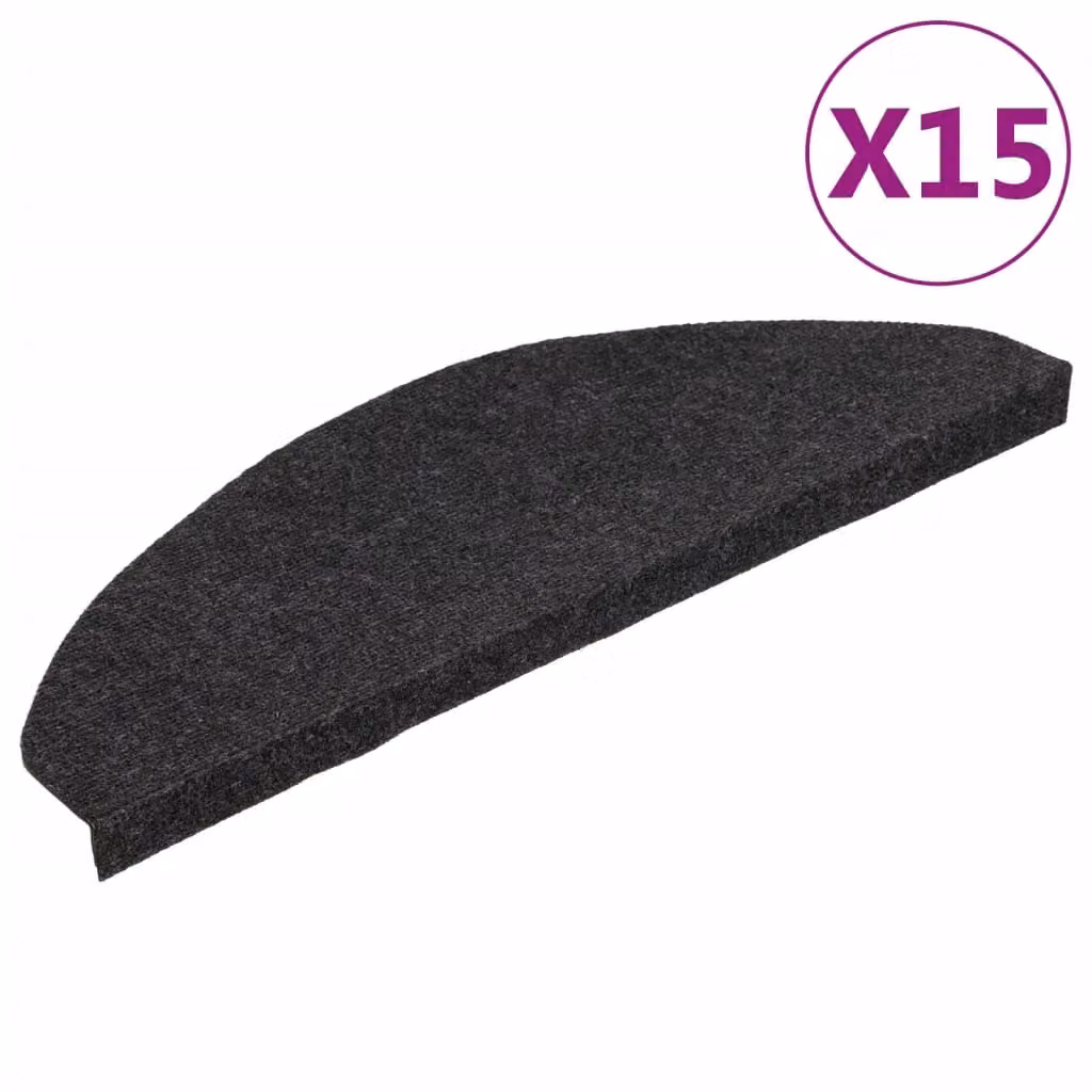 Berkfield Home Self-adhesive Non-slip Stair Mats, 15 Pieces, Black, W/D/H: 65 x 22.5 x 3.5 cm – 2