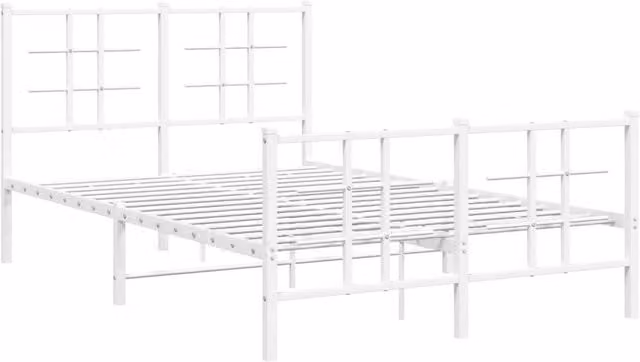 Berkfield Home Metal Bed Frame with Footboard, White, W/D/H: 120 x 200 cm