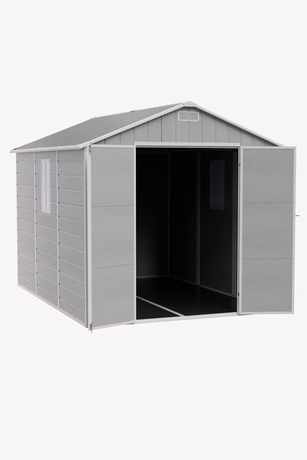 Living and Home Grey Plastic Garden Storage Shed with Lockable Door and Window, W: 243.84 cm, D: 243.84 cm, H: 200 cm – 5