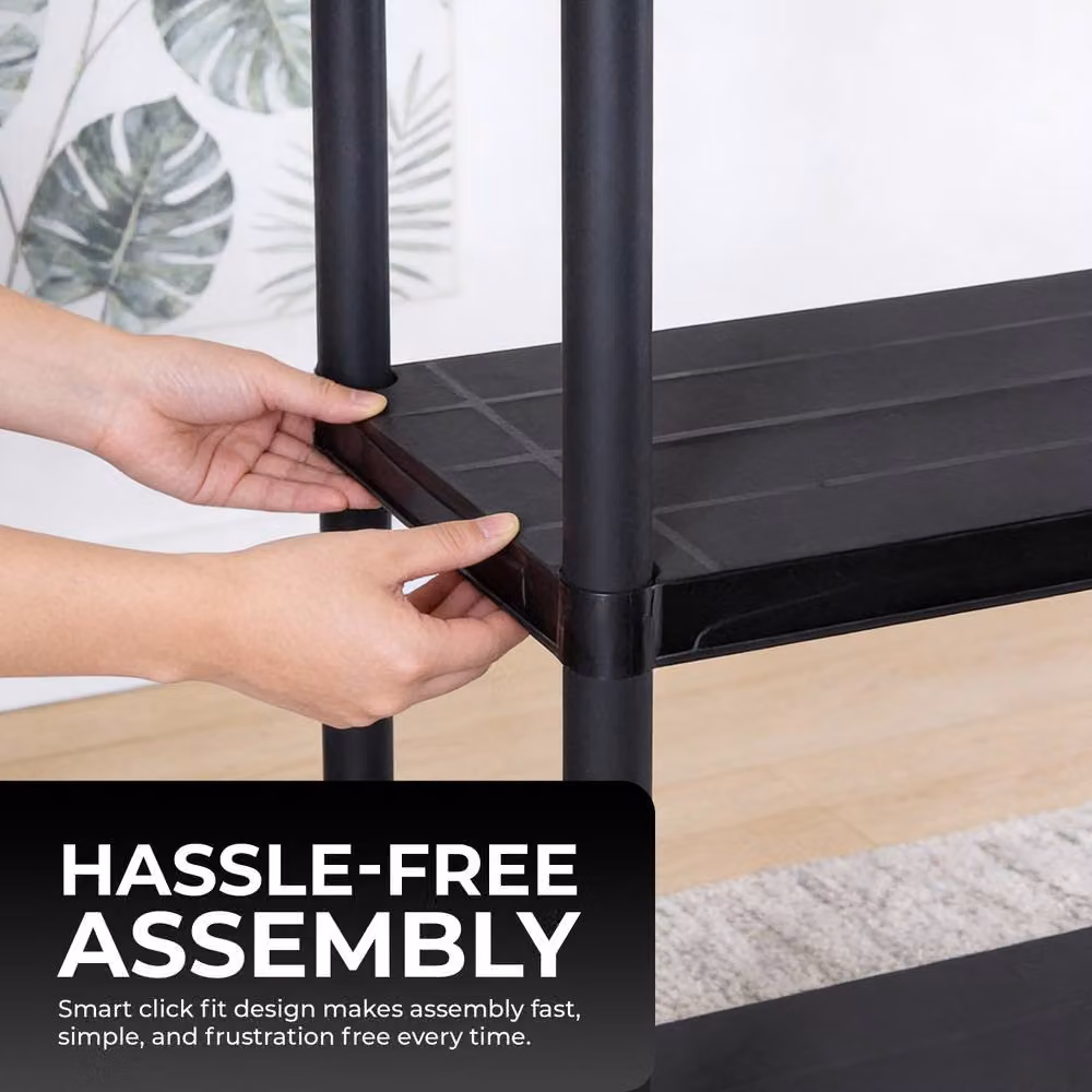 Crystals 3 Tier Plastic Home Storage Unit and Garage Organiser Rack in Black, Width: 60 cm – 3
