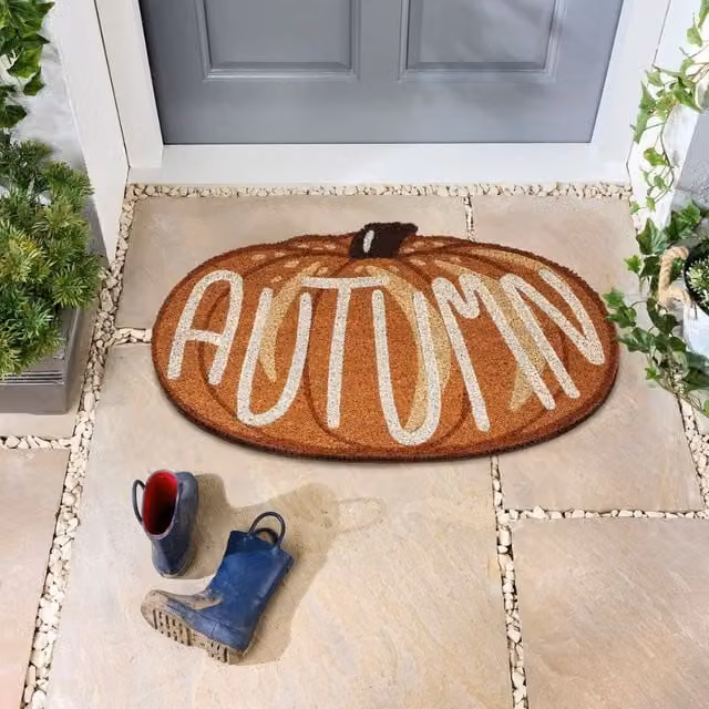 Garden Greatness Autumn Pumpkin Coir Door Mat in Brown – 1