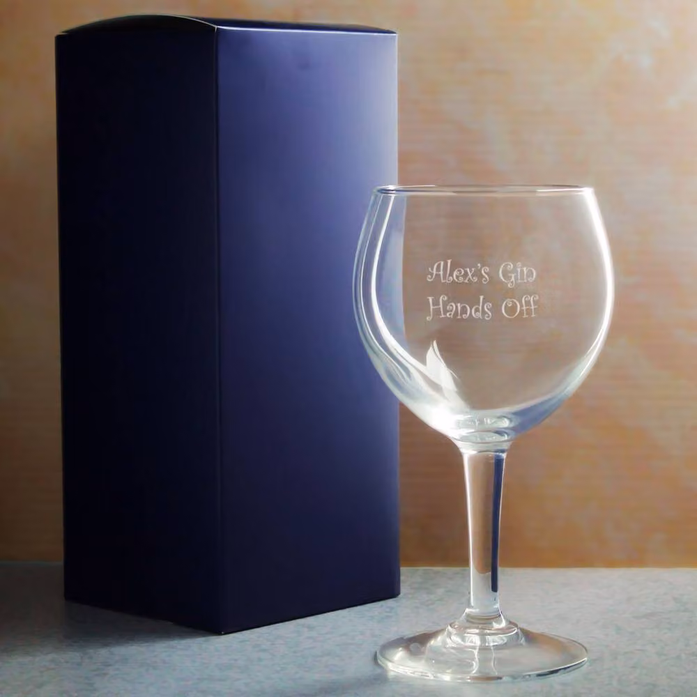 Uniqueful Personalised Engraved Birthday Gin Balloon Cocktail Glass in Clear, 1000ml – 2