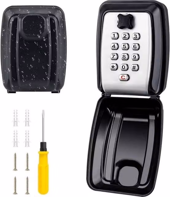 Nordara Combination Key Safe, Wall Mounted, Black and Multicolour