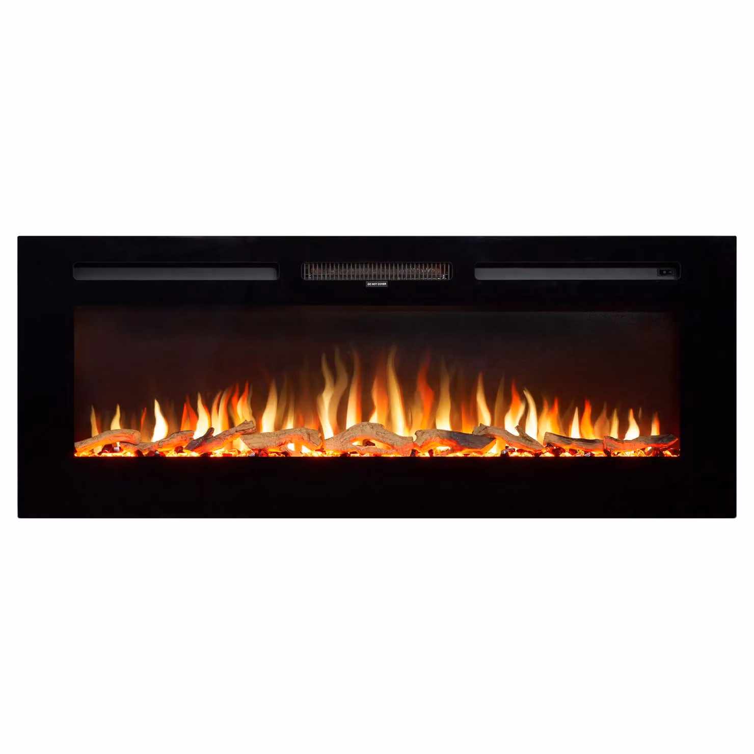 Adam Fires & Fireplaces Orlando 50 Inch Inset or Wall Mounted Electric Fire in Black and Grey with Glass and Stainless Steel Finish – 2