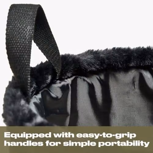 OHS Ribbed Faux Fur Small Storage Basket with Handles, Black, W/D/H: 26.0 x 26.0 x 34.0 cm – 5