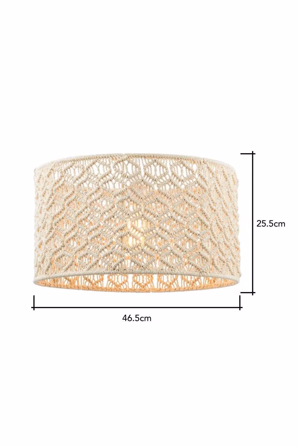 BHS Lighting Large Boho Macrame Easy Fit Cylinder Light Shade in White and Beige, W/D/H: 25.5 x 25.5 x 46.5 cm – 3