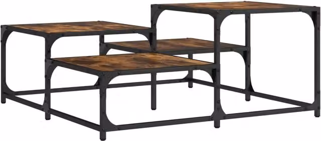 Berkfield Home Smoked Oak Coffee Table in Brown, W/D/H: 87.5 x 87.5 x 40 cm – 1