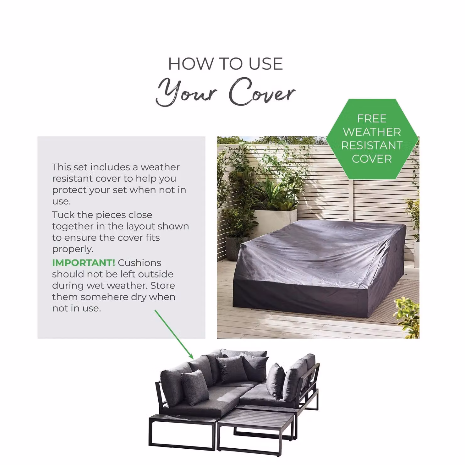 FurnitureboxUK Dubai 6 Seater Modern Outdoor Corner Sofa and Table Set in White and Grey Metal and Wood – 6