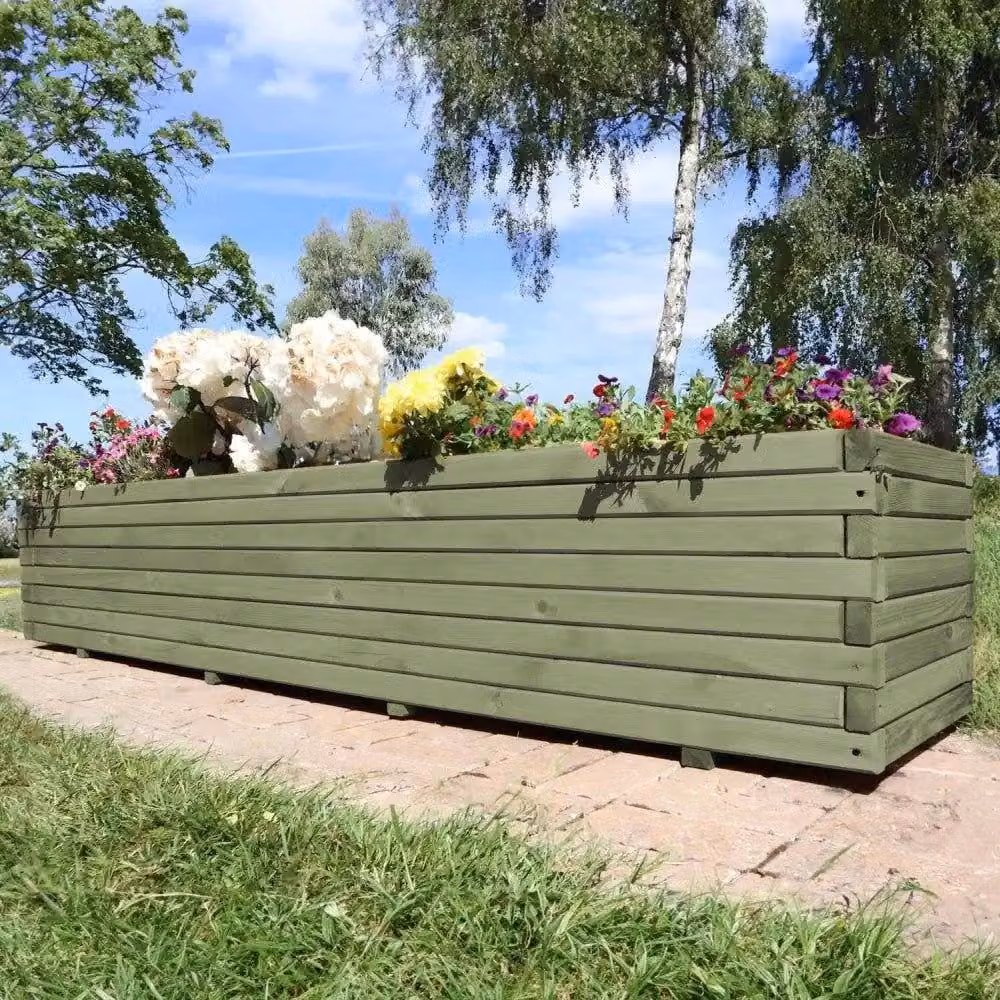 Access Garden Products Pine Raised Trough Planter, Green, W: 180 cm, D: 40 cm, H: 40 cm – 2