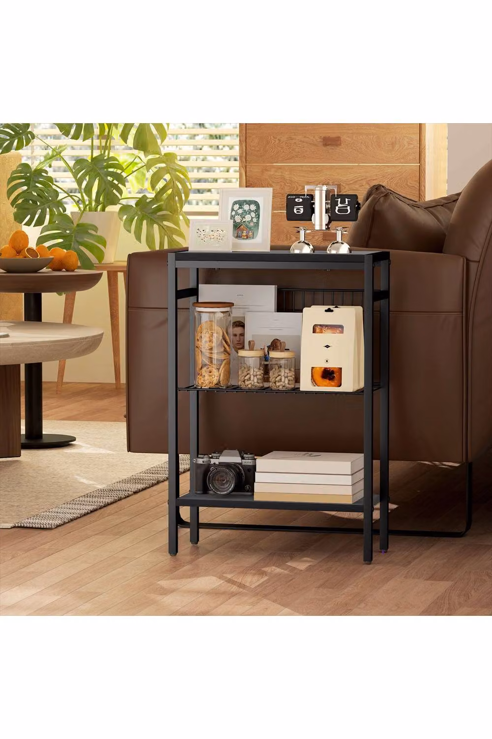 ERGOVEXA Industrial Three Shelf Side Table, Black – 4