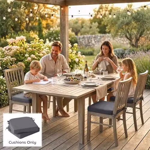 Outsunny Set of 2 Square Outdoor Chair Seat Cushions in Grey, W/D/H: 40 x 40 x 7 cm – 7