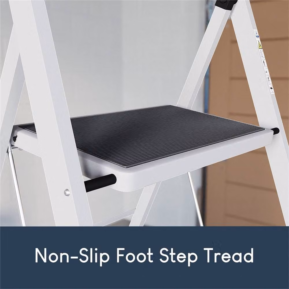 NESTLUNE 4 Step Folding Portable Compact Ladder in White – 3