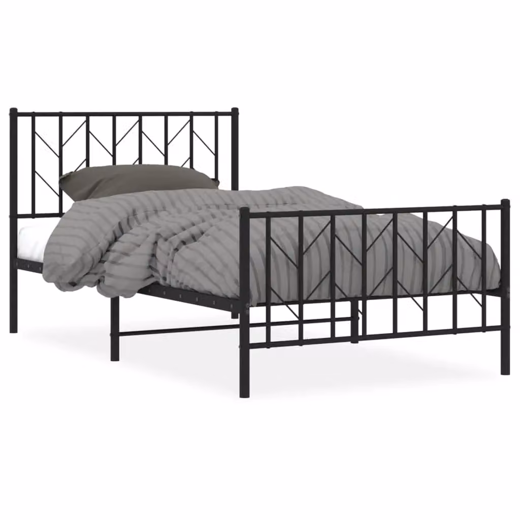 Berkfield Home Metal Bed Frame with Footboard, Black, W/D/H: 100 x 190 cm – 2