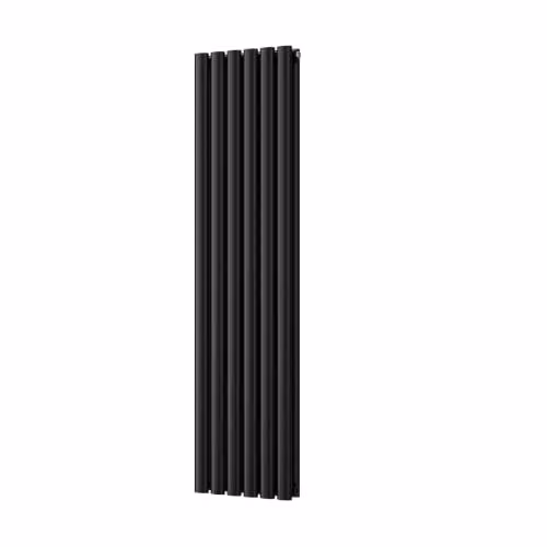 UK Radiators Omeara Black Elliptical Tube Vertical Designer Radiator, H: 140 cm, W: 34.8 cm – 2