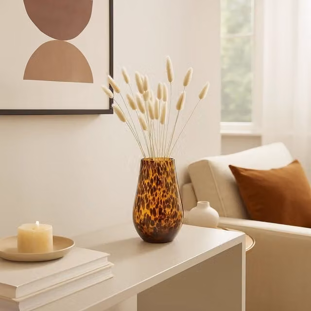 Interiors by Premier Zamak Small Ceramic and Glass Tabletop Vase in Copper, Gold and Brown