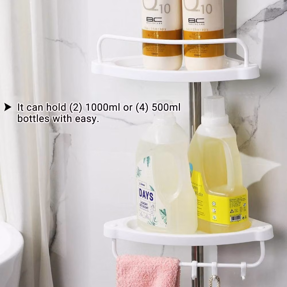 Kelvenix White and Silver Telescopic Corner Shower Shelf for Bathroom – 2