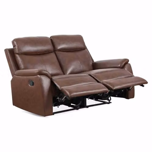 Furnishings For Less UK Ferndale 2 Seater Manual Recliner Sofa in Brown Synthetic Leather, W/D/H: 133 x 101 x 90 cm – 2