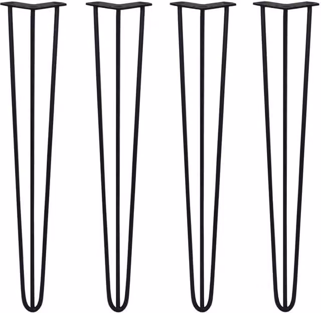 Monstershop Pack of 4 Black Steel 3-Prong Hairpin Table Legs, Height: 71.1 cm – 1