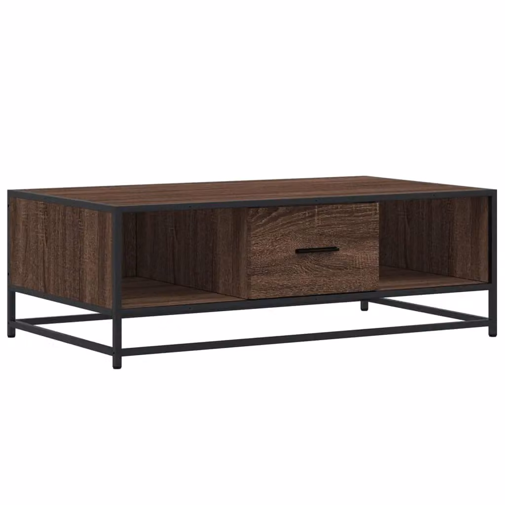 Berkfield Home Brown Oak Coffee Table with Metal Sled Base, W: 100 cm, D: 57 cm, H: 35 cm – 2