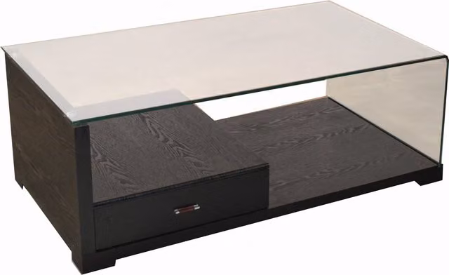 Milano Modern Rectangular Coffee Table with Glass Top in Black