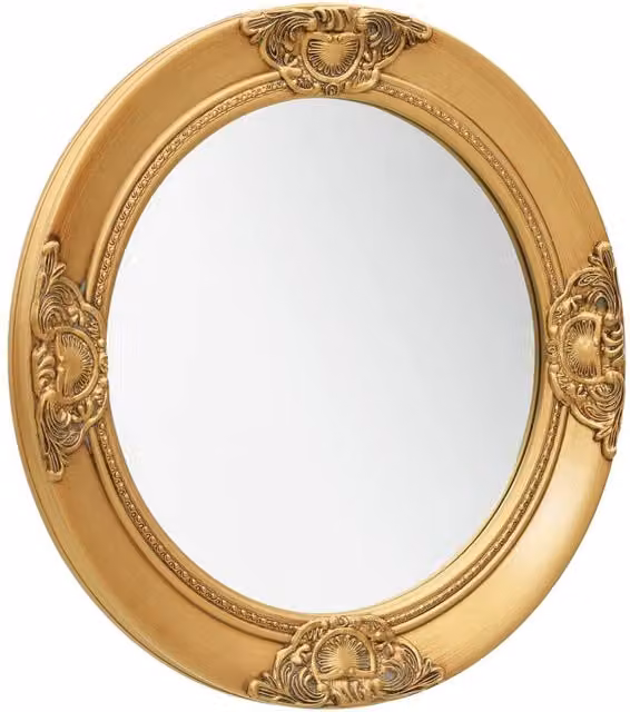 Berkfield Home Antique Baroque Style Round Wall Mirror in Gold, Diameter: 50 cm