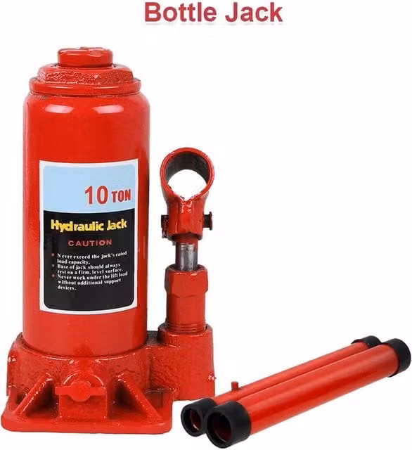 NESTLUNE 10 Ton Hydraulic Bottle Jack Lifting Ram in Red, W/D/H: 1000 x 52 x 52 cm