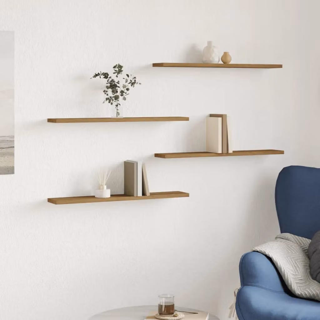 Berkfield Home Artisan Oak Wall Shelves, 4 Piece Set in Brown, W: 60 cm, D: 20 cm, H: 1.5 cm – 2