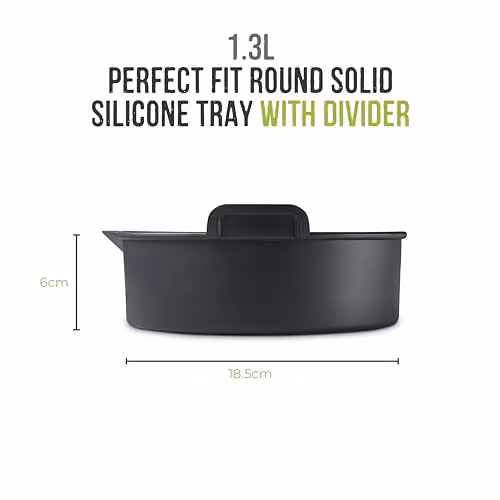 Tower Black Round Silicone Airfryer Solid Tray with Divider Suitable for Circular Air Fryers up to 4 Litres – 8