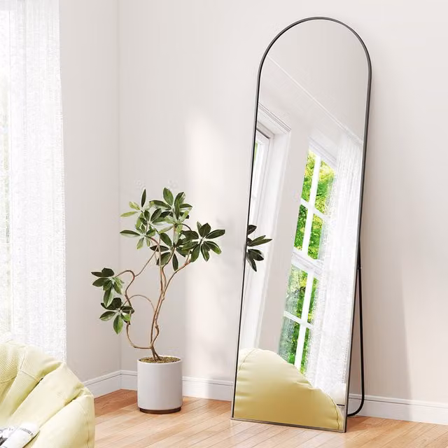 Levede Modern Freestanding Full Length Floor Mirror in Black or Gold, H 165 x W 60 cm