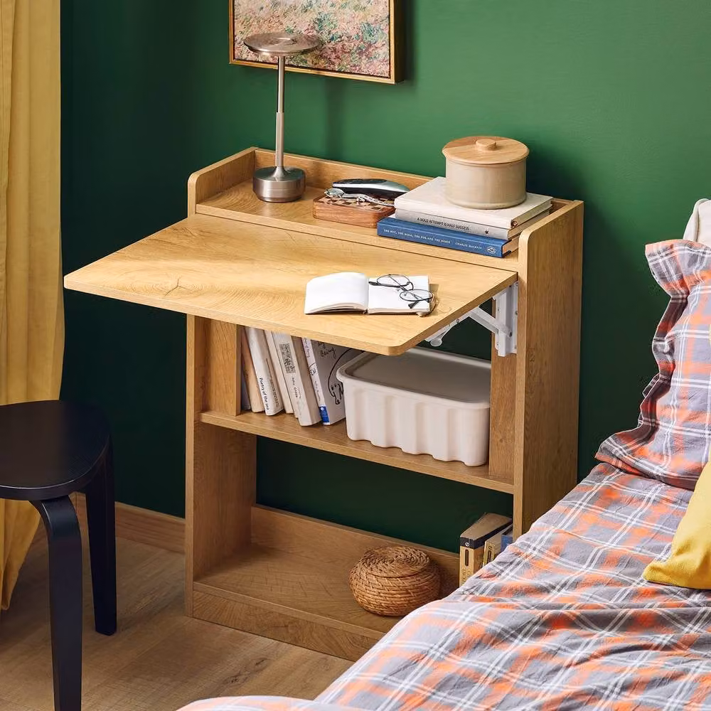 SoBuy Minimalist Wall-Mounted Folding Writing Desk in Light Oak – 3