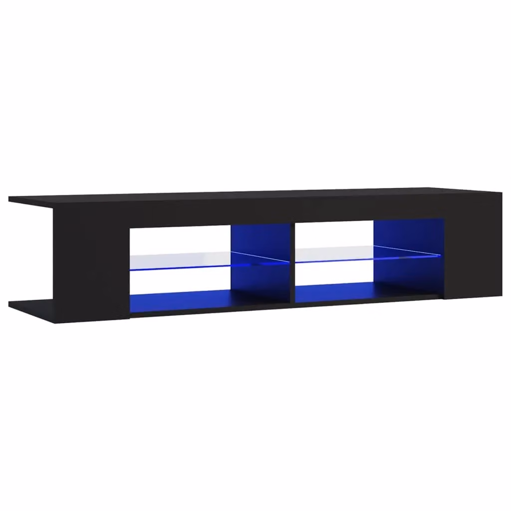 Berkfield Home Modern TV Cabinet with LED Lights in Matt Black, W: 135 cm, D: 39 cm, H: 30 cm – 2