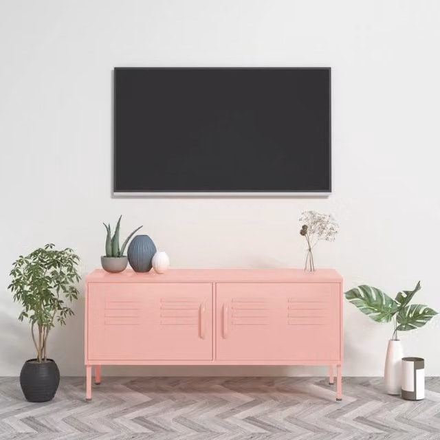 Berkfield Home Pink Metal TV Cabinet W/D/H: 105 x 35 x 50 cm – 1