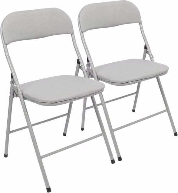 Harbour Housewares Pack of 2 Grey Fabric Padded Metal Folding Chairs