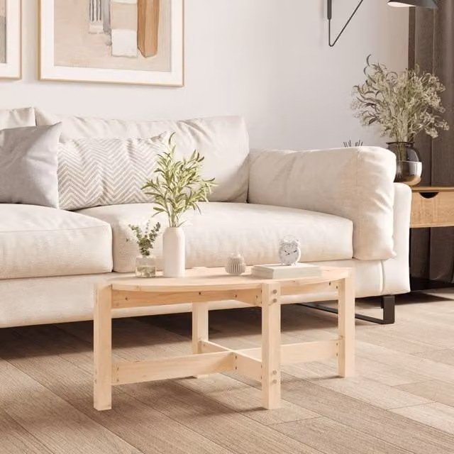Berkfield Home Rustic Solid Wood Pine Coffee Table, Brown, W: 87 cm, D: 48 cm, H: 35 cm – 1