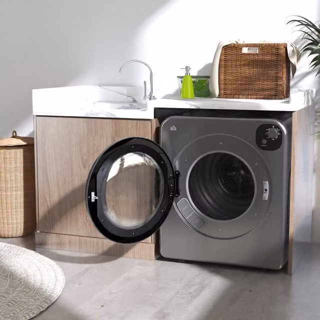 HOMCOM Vented Front Loader Tumble Dryer with 7 Programs, Grey