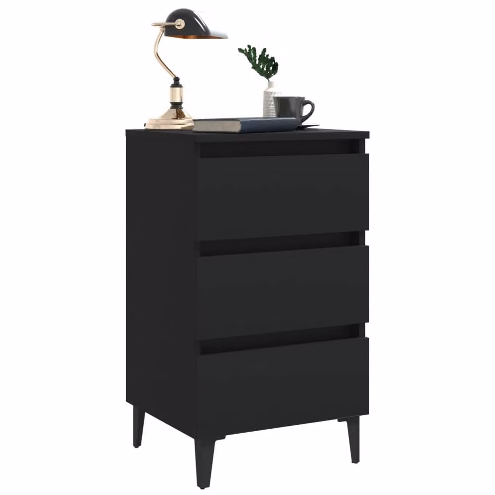 Berkfield Home Bed Cabinet with Metal Legs in Black, W: 40 cm, D: 35 cm, H: 69 cm – 3