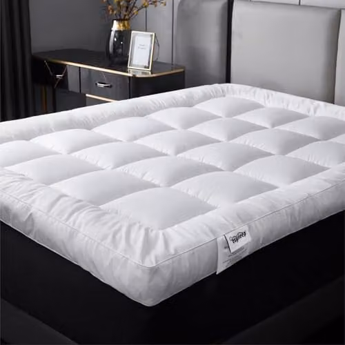 Ezysleep Super Soft Microfibre Mattress Topper, White, W/D/H: 200 x 200 x 10.16 cm