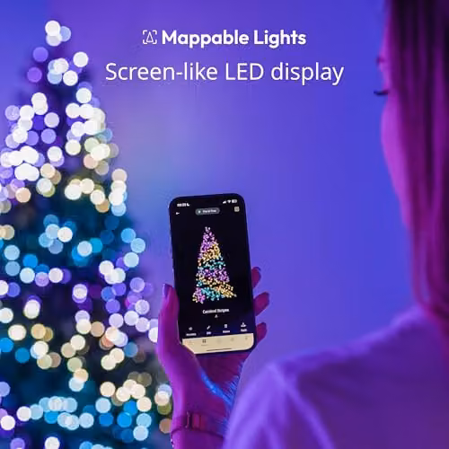 Twinkly USB-C Pearl Shaped RGBIC LED Christmas String Lights, 200 LED, Multicolour, Green Wire, 12m – 3