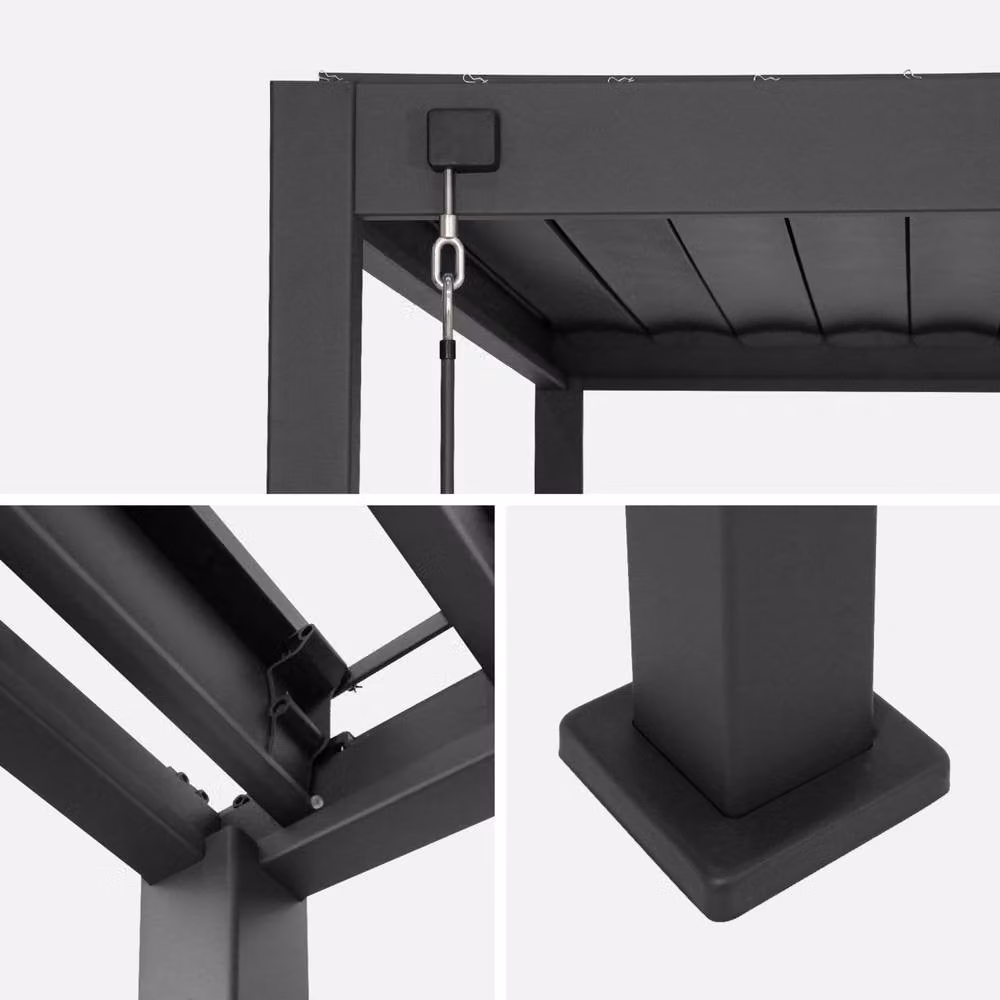 sweeek V2 Aluminium Louvered Pergola in Dark Grey, W: 300 cm, D: 300 cm, H: 255 cm – 5
