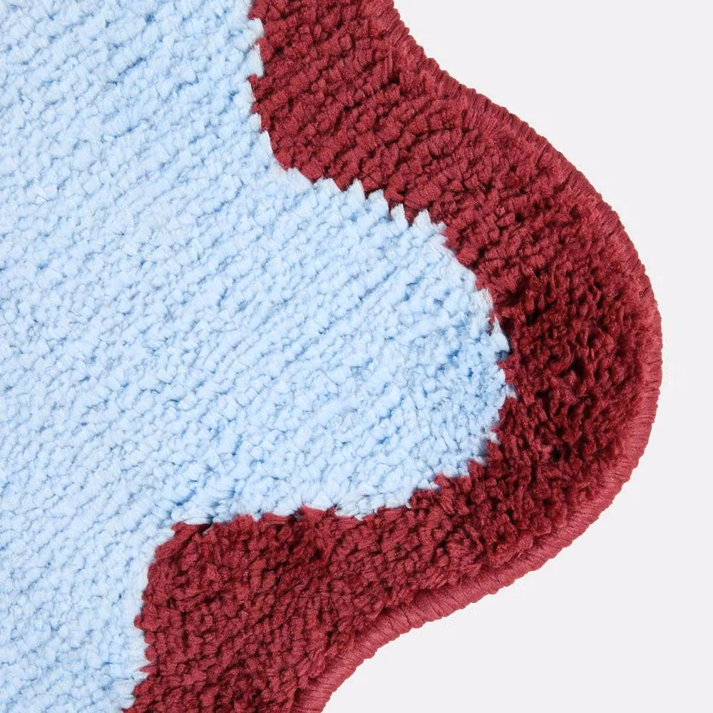 OHS Scallop Edge Tufted Non-Slip Bath Mat in Blue – 2