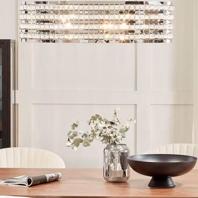 Wyld and Coco Silver Crystal Double Light Suspended Ceiling Lamp, Diameter: 108 cm