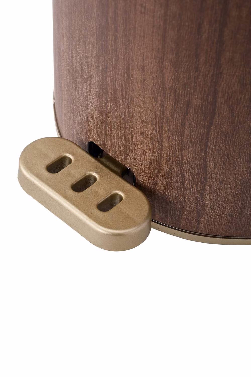 Living and Home Round Wood Effect Pedal Bin with Dual Open Lid in Brown, 28 l – 4