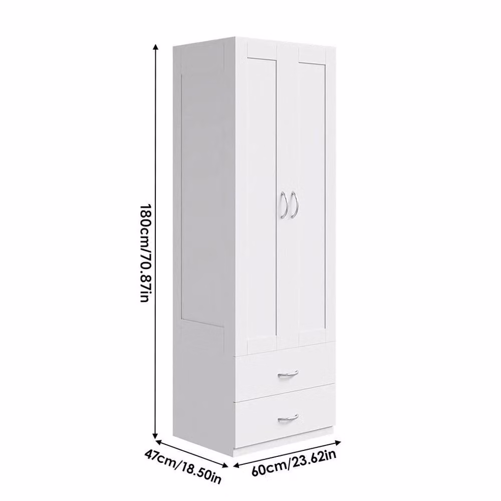 KORVIXA White Modern Bedroom Wardrobe with Integrated Drawers and Hinged Doors, W/D/H: 100 x 40 x 180 cm – 2