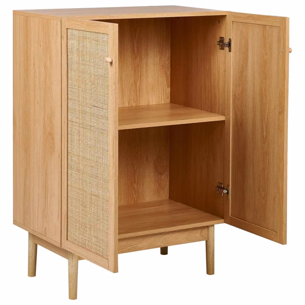 Wyld and Coco 2-Door Rattan Front Sideboard with Pine Accents in Brown, W73 x D41 x H102 cm – 3