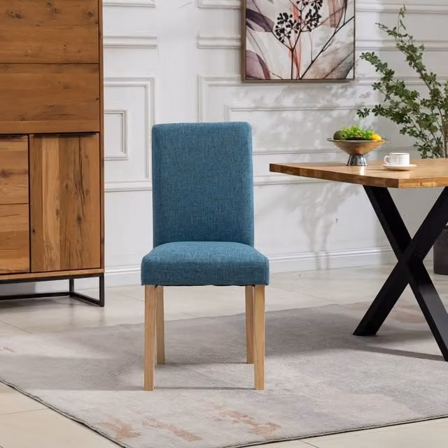 Set of 2 Artemis Home Maiolo Fabric Dining Chairs in Petrol Blue