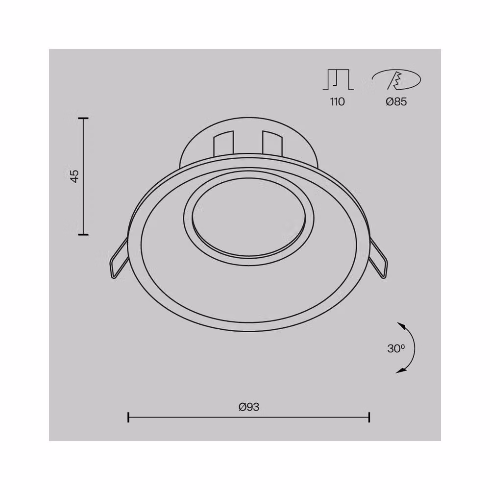 Netlighting Dot Round Recessed Downlight in Black with 1xGU10 Adjustable Aluminium Housing – 2