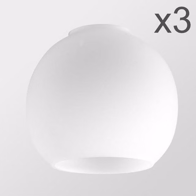 ValueLights Pack of 3 White Glass Dome Ceiling Pendant Light Shades, Shade Width: 12 cm