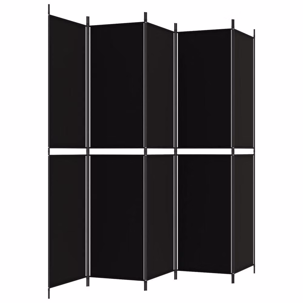 Berkfield Home 5-Panel Fabric Room Divider in Black, W/H: 250 x 220 cm – 3
